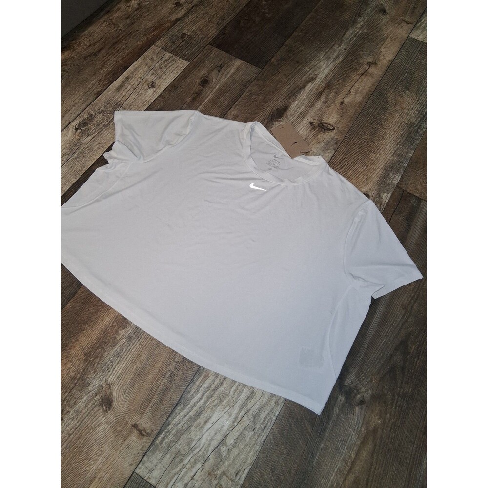 NEW! Women's Nike One Dri-Fit Crop Short Sleeve Tee, White XXL - Picture 2 of 7